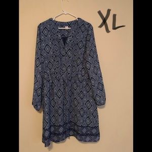 Long sleeve drawstring waisted dress